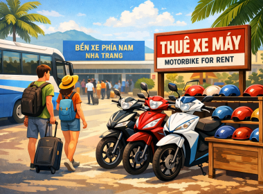 Thuê xe máy gần bến xe phía nam Nha Trang  cho khách vừa xuống bến