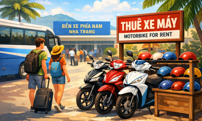 Thuê xe máy gần bến xe phía nam Nha Trang  cho khách vừa xuống bến