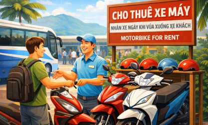 Cho thuê xe máy và nhận xe ngay khi vừa xuống xe khách tại Nha Trang
